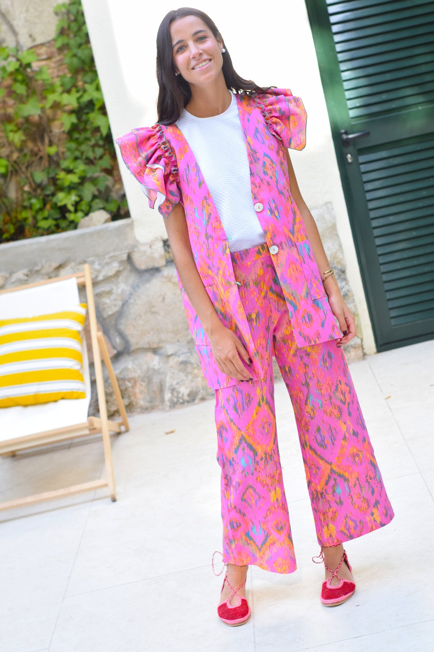 PANTALONES SOL -  IKAT FRESA -
