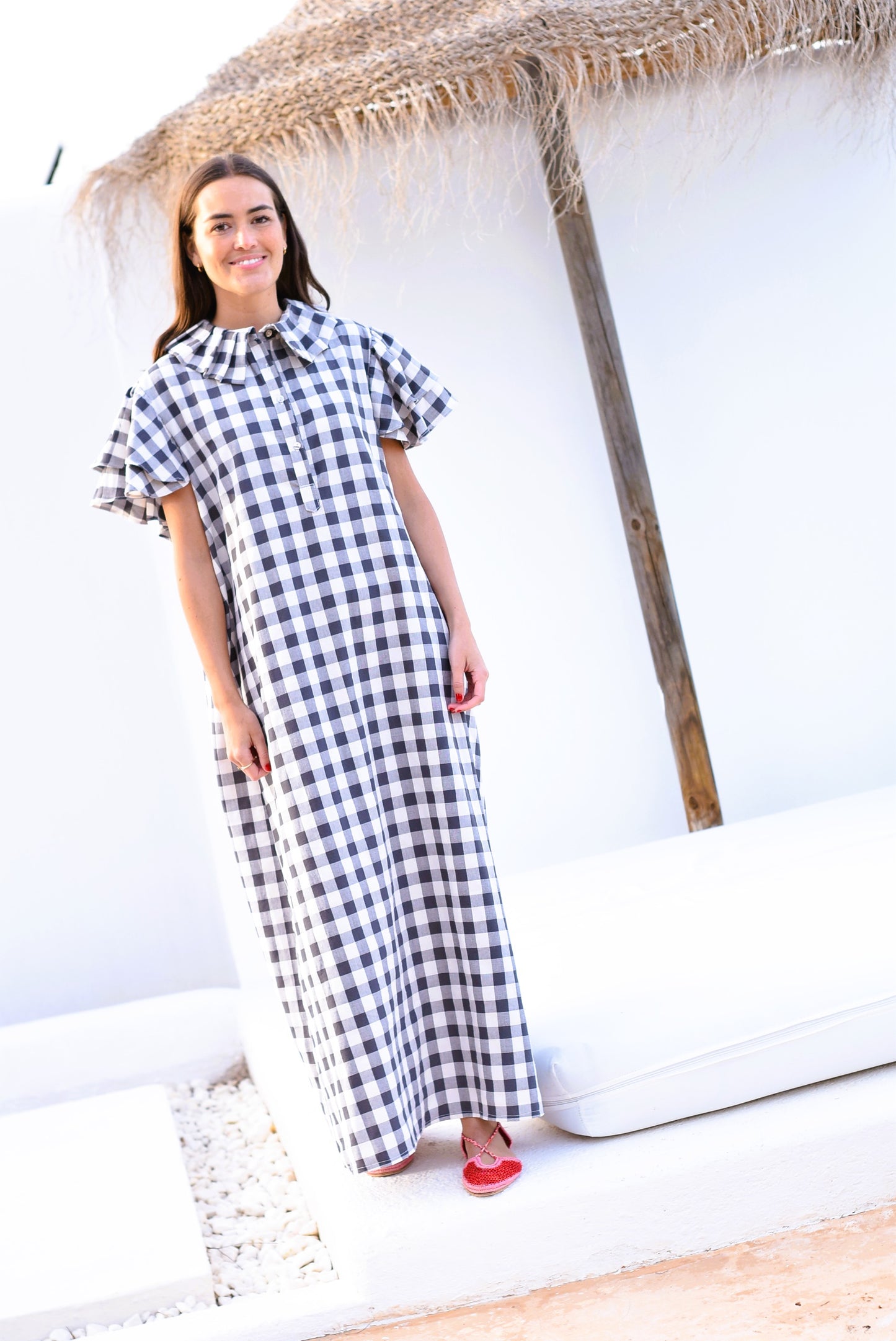 VESTIDO CATALINA - MAXI VICHY GRIS - PREORDER 20 JUNIO