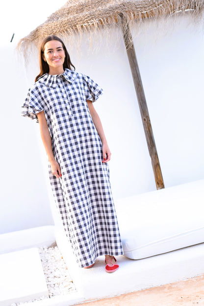 VESTIDO CATALINA - MAXI VICHY GRIS - PREORDER 20 JUNIO