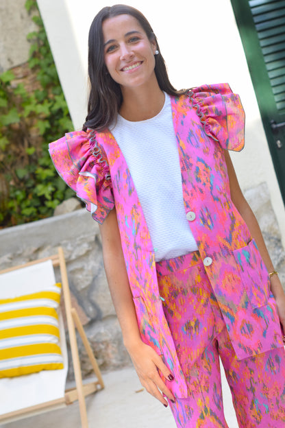 CHALECO CASILDA - IKAT FRESA -