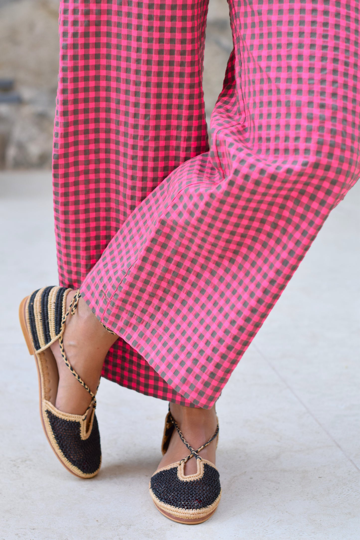 PANTALONES SOL -  VICHY FUCSIA