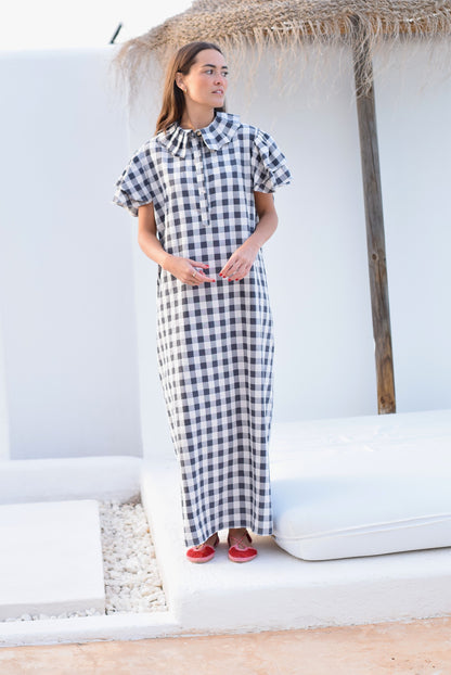 VESTIDO CATALINA - MAXI VICHY GRIS - PREORDER 20 JUNIO