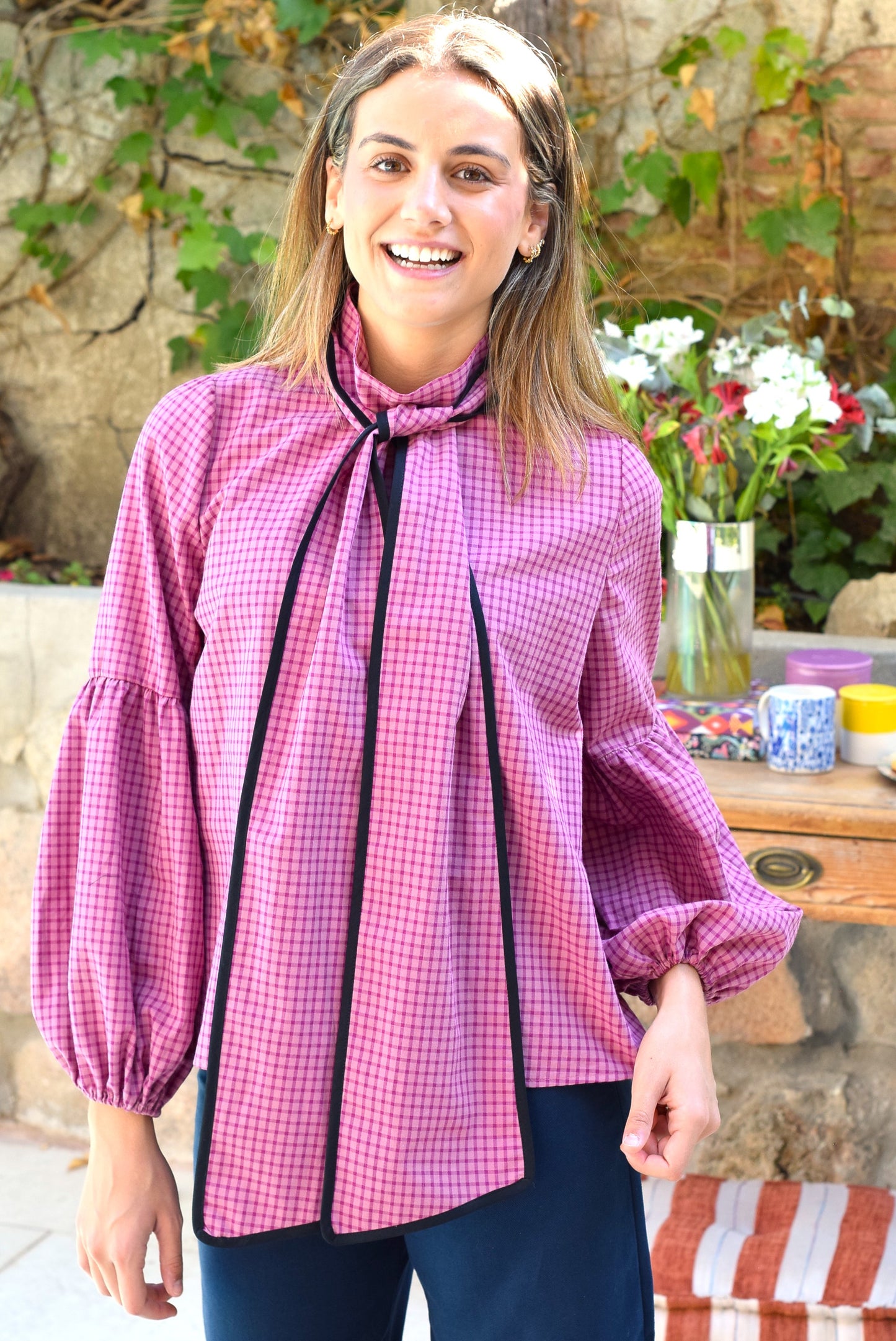 BLUSA GABRIELA -CUADRO ROSA