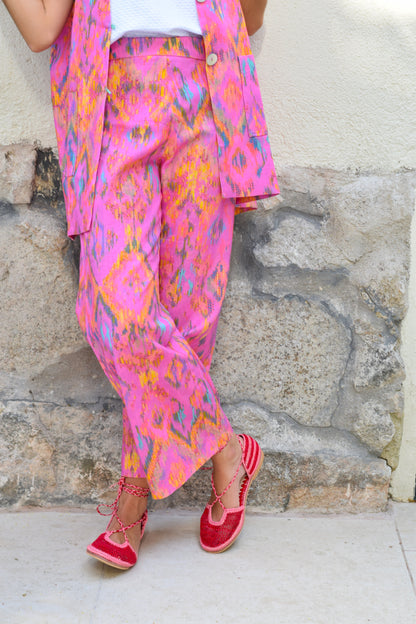 PANTALONES SOL -  IKAT FRESA -