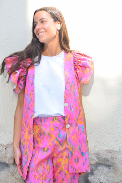 CHALECO CASILDA - IKAT FRESA -