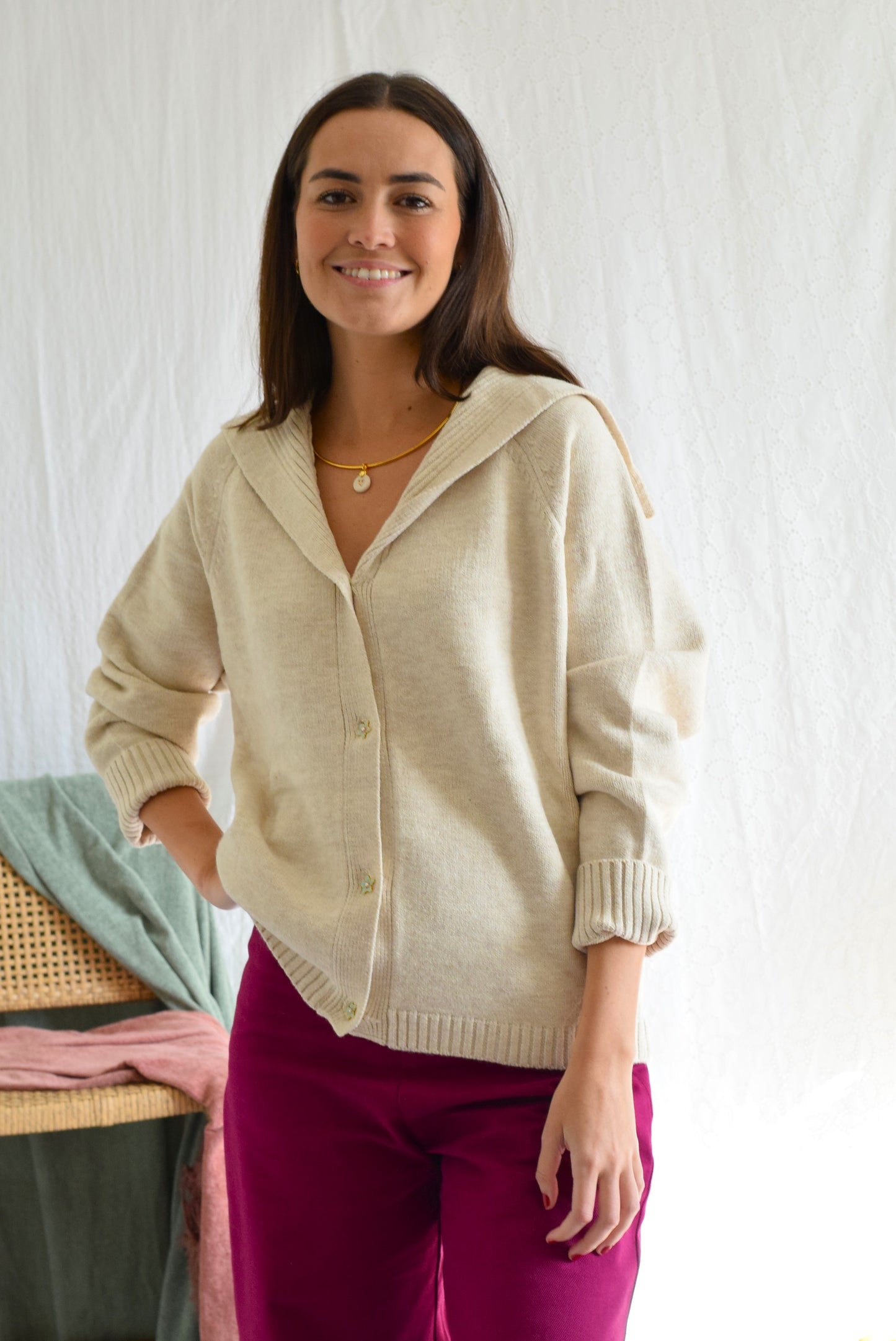 CHAQUETA MARINA - BEIGE