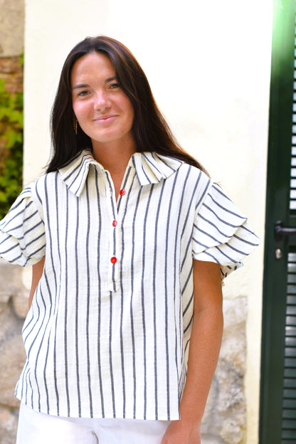 BLUSA CATALINA - RAYAS MARINO - PREORDER 5 DE JULIO
