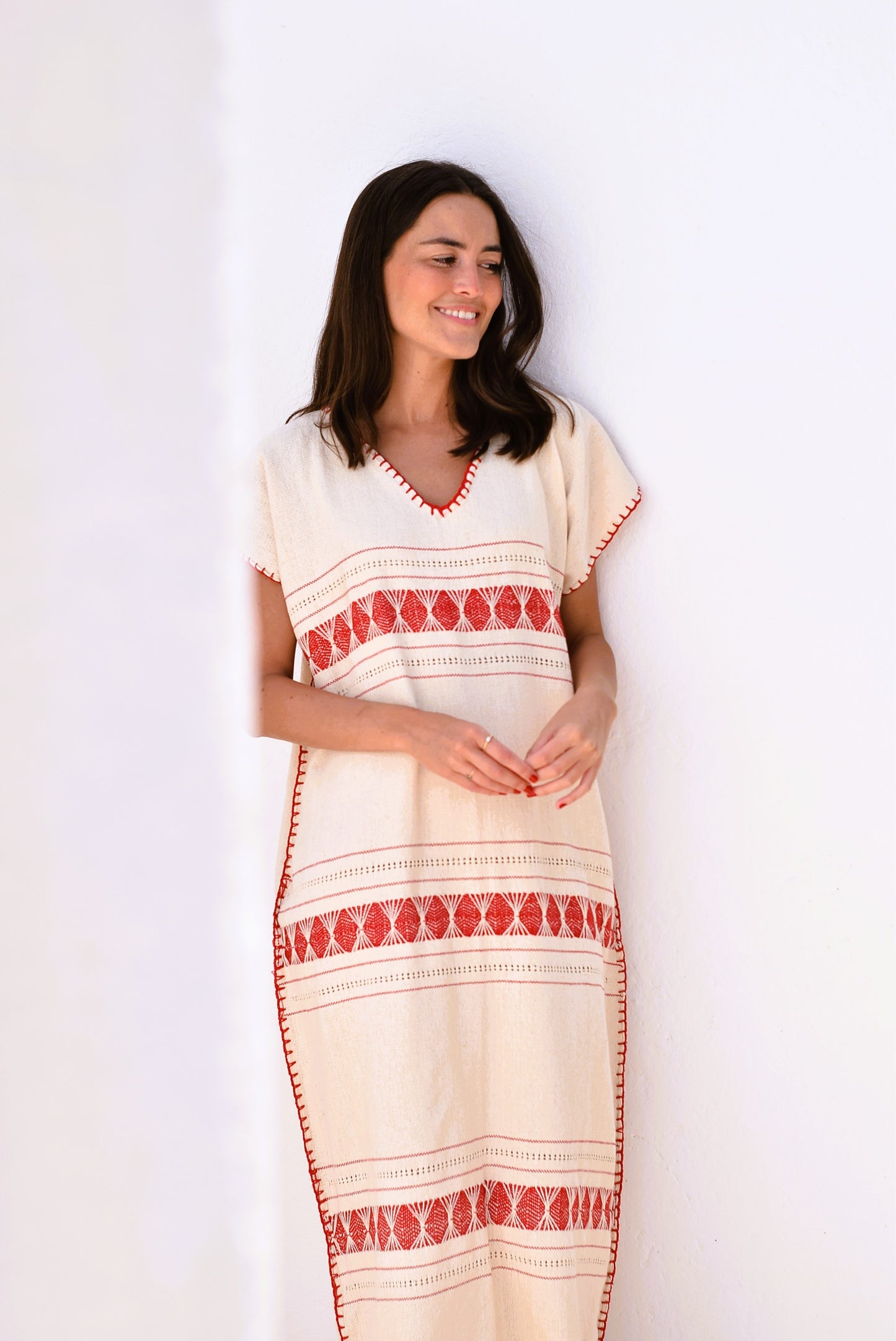 VESTIDO HUIPILE - ROJO
