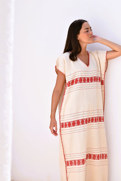 VESTIDO HUIPILE - ROJO