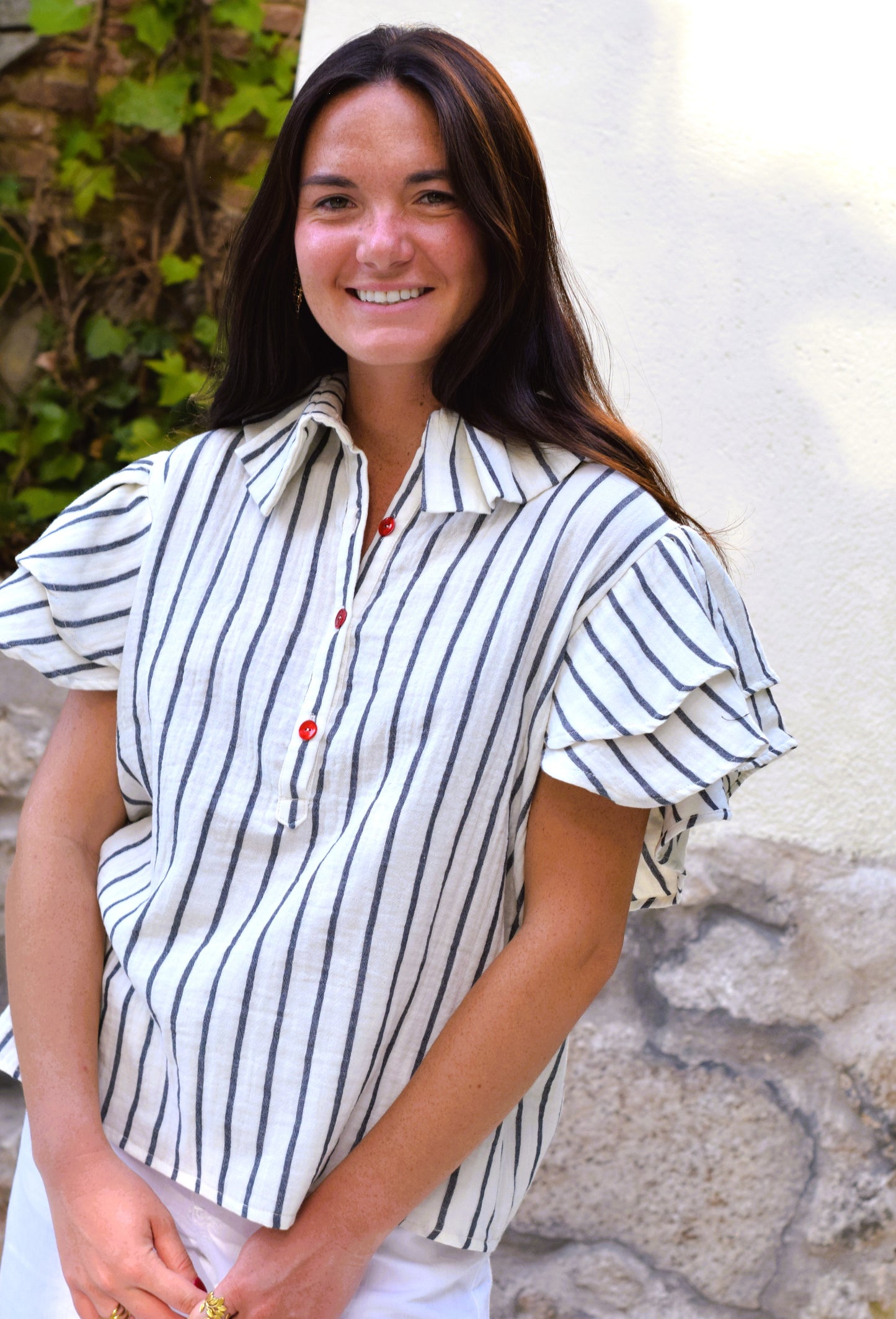 BLUSA CATALINA - RAYAS MARINO - PREORDER 5 DE JULIO