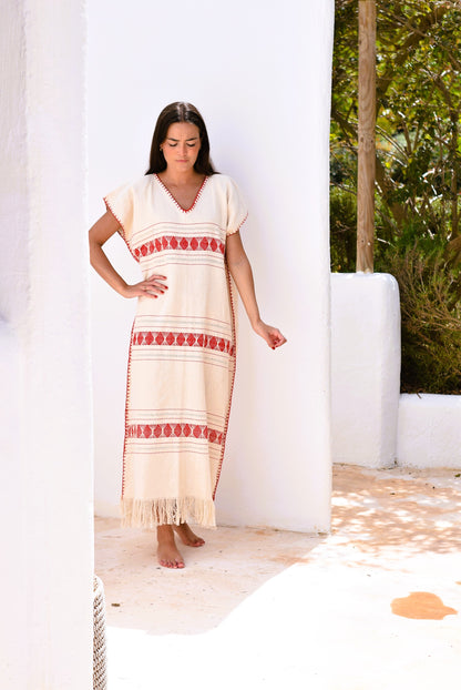 VESTIDO HUIPILE - ROJO