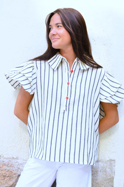 BLUSA CATALINA - RAYAS MARINO - PREORDER 5 DE JULIO