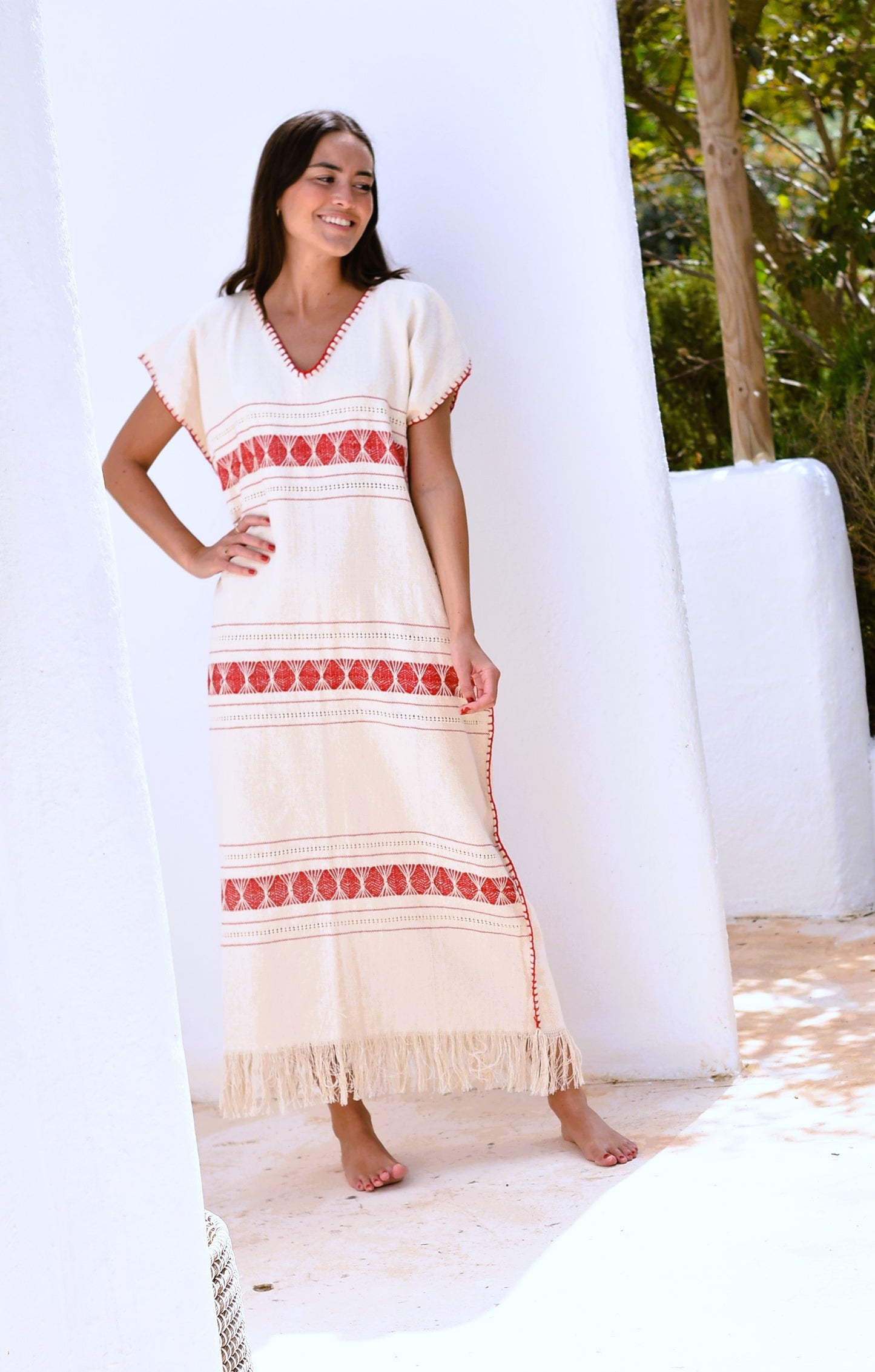 VESTIDO HUIPILE - ROJO