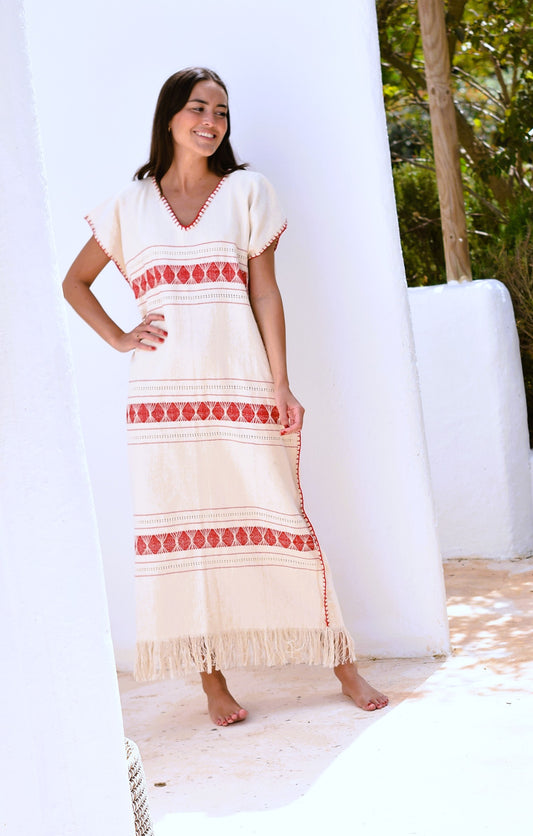VESTIDO HUIPILE - ROJO