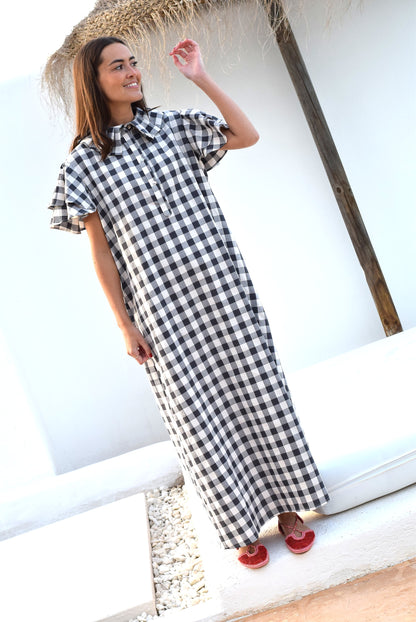 VESTIDO CATALINA - MAXI VICHY GRIS - PREORDER 20 JUNIO