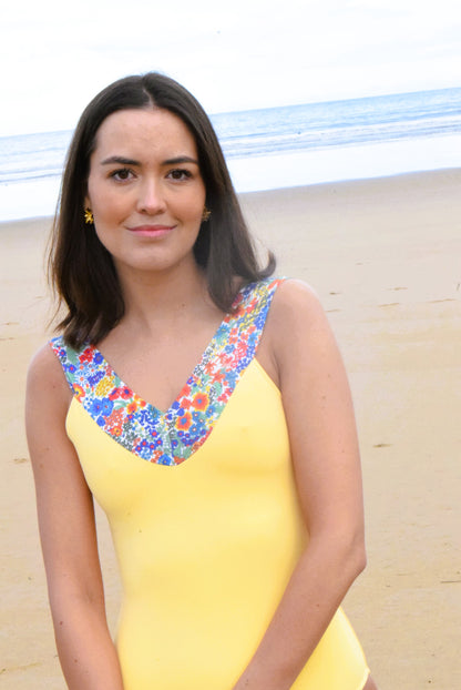 SWIMSUIT - VICTORIA - YELLOW WITH LIBERTY -