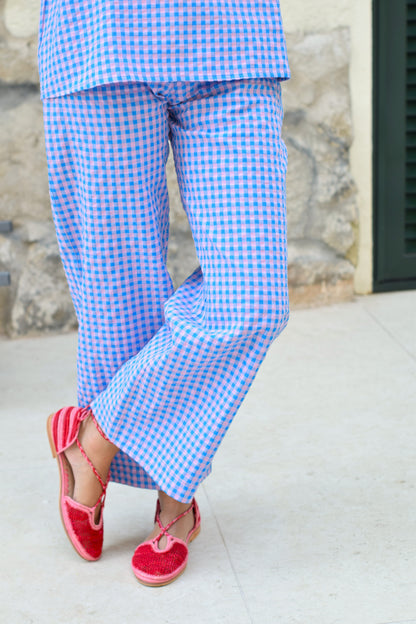 PANTALONES SOL -  VICHY AZUL Y ROSA