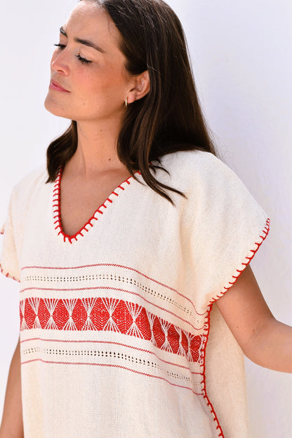 VESTIDO HUIPILE - ROJO