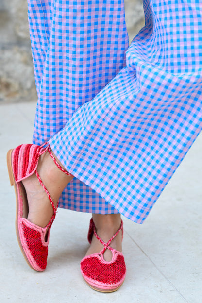 PANTALONES SOL -  VICHY AZUL Y ROSA