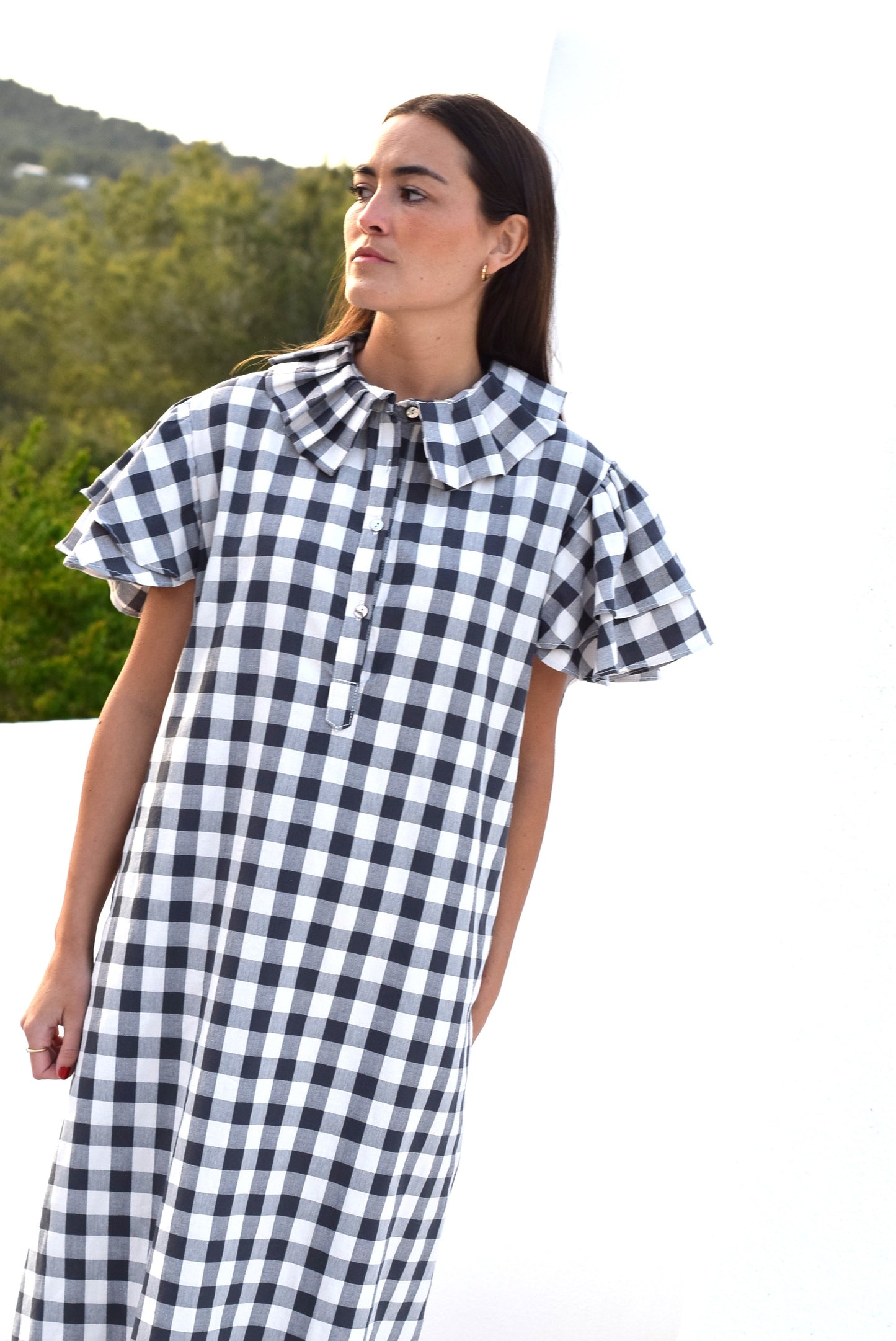 VESTIDO CATALINA - MAXI VICHY GRIS - PREORDER 20 JUNIO