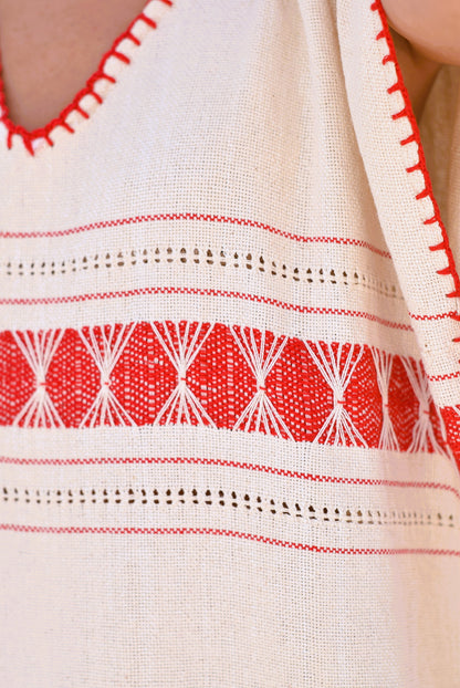 VESTIDO HUIPILE - ROJO
