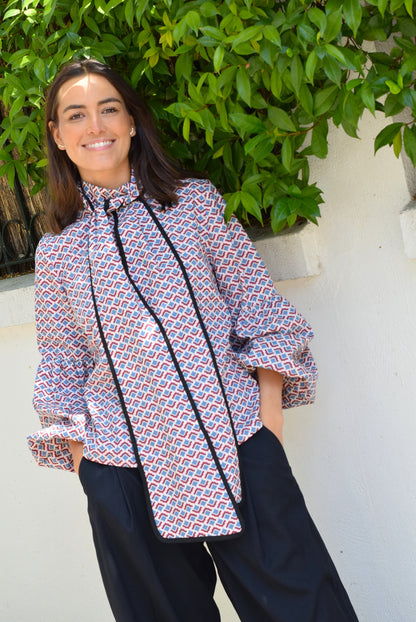 BLUSA GABRIELA - AZUL Y ROJA