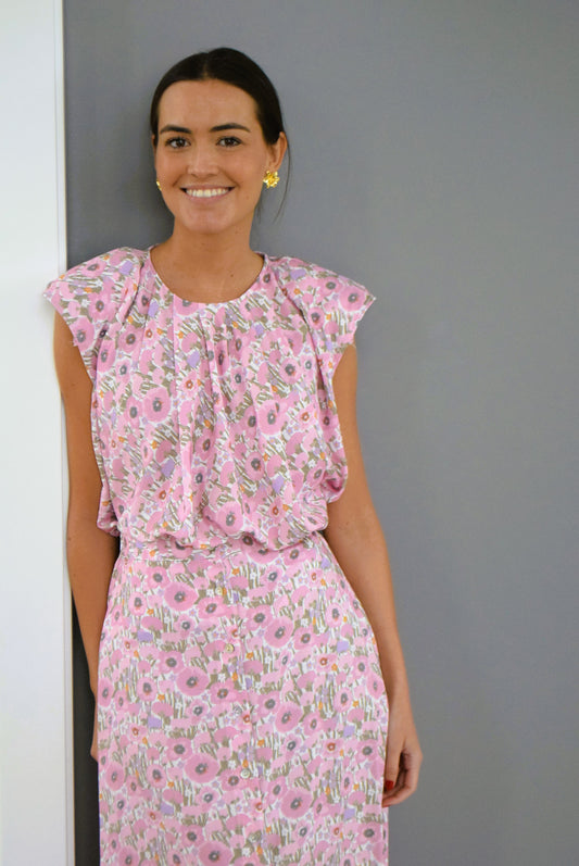 BLUSA LOLA - FLOR ROSA -