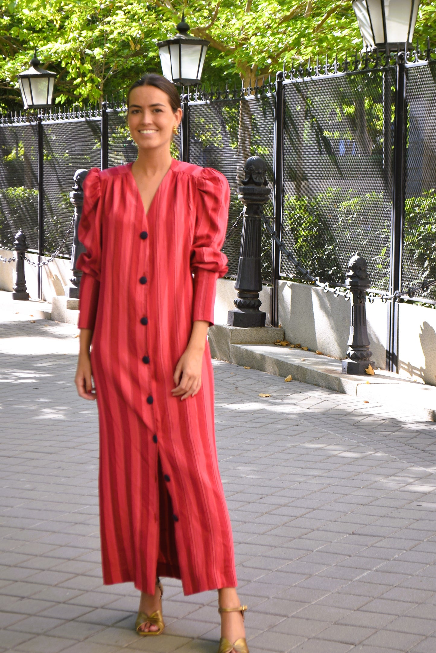 VESTIDO FABIOLA - RAYAS GRANATES -