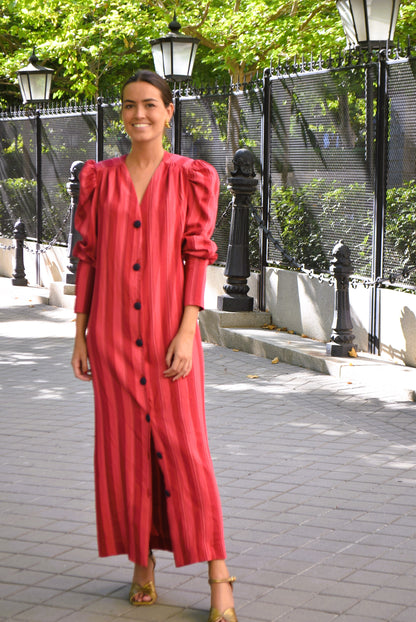 VESTIDO FABIOLA - RAYAS GRANATES -