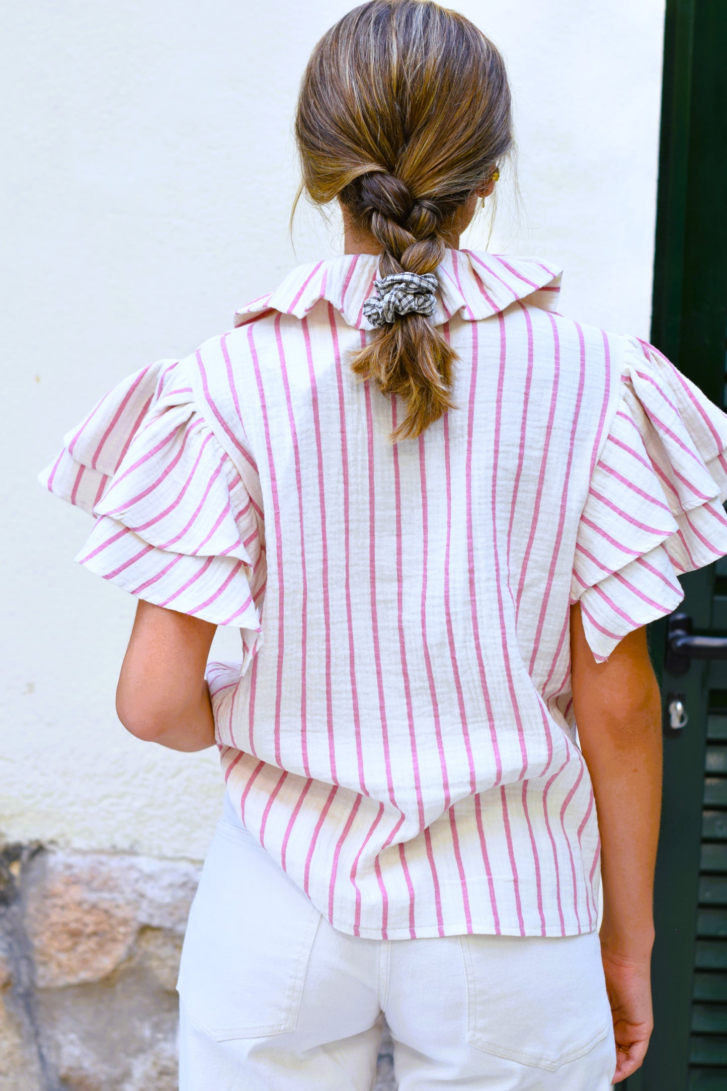 BLUSA CATALINA - RAYAS ROSAS - PREORDER 5 JULIO