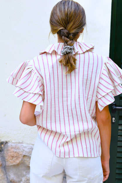 BLUSA CATALINA - RAYAS ROSAS - PREORDER 5 JULIO