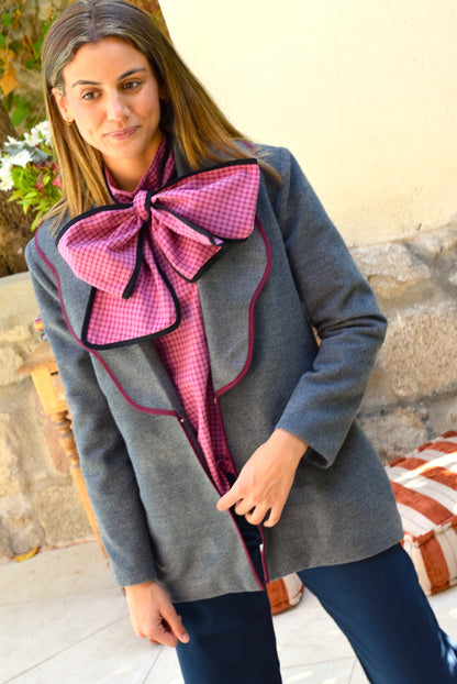 CHAQUETA NICOLETTA - GRIS Y GRANATE - PREORDER 23 NOVIEMBRE