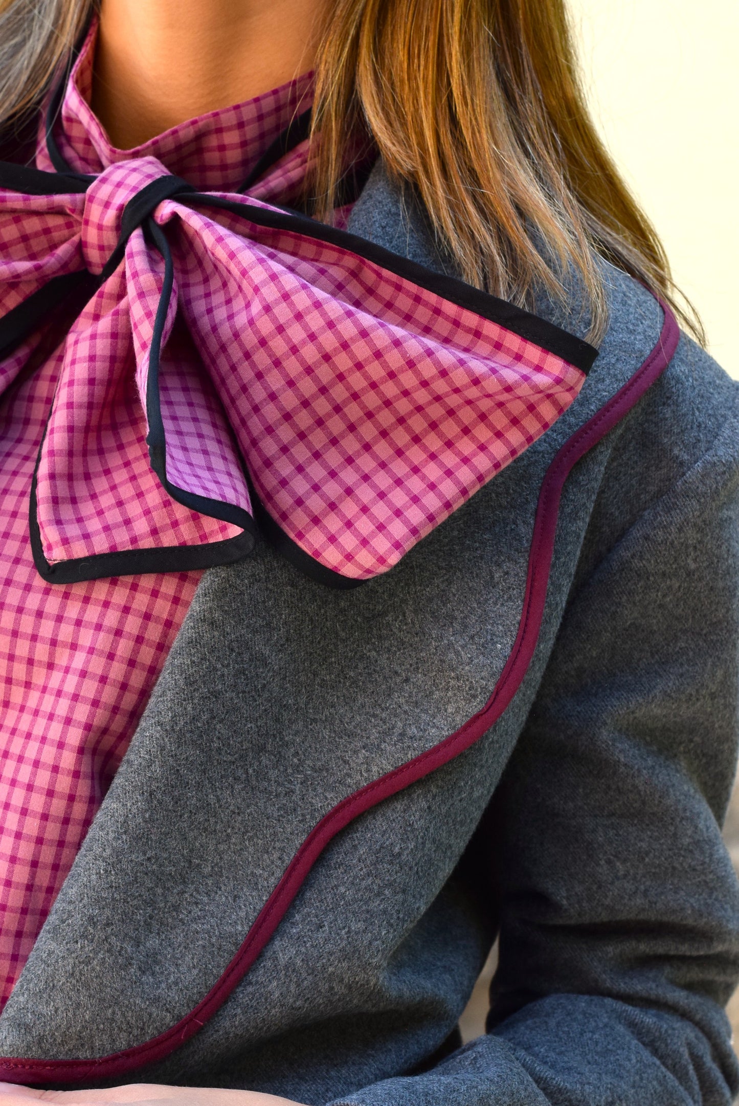 CHAQUETA NICOLETTA - GRIS Y GRANATE - PREORDER 23 NOVIEMBRE