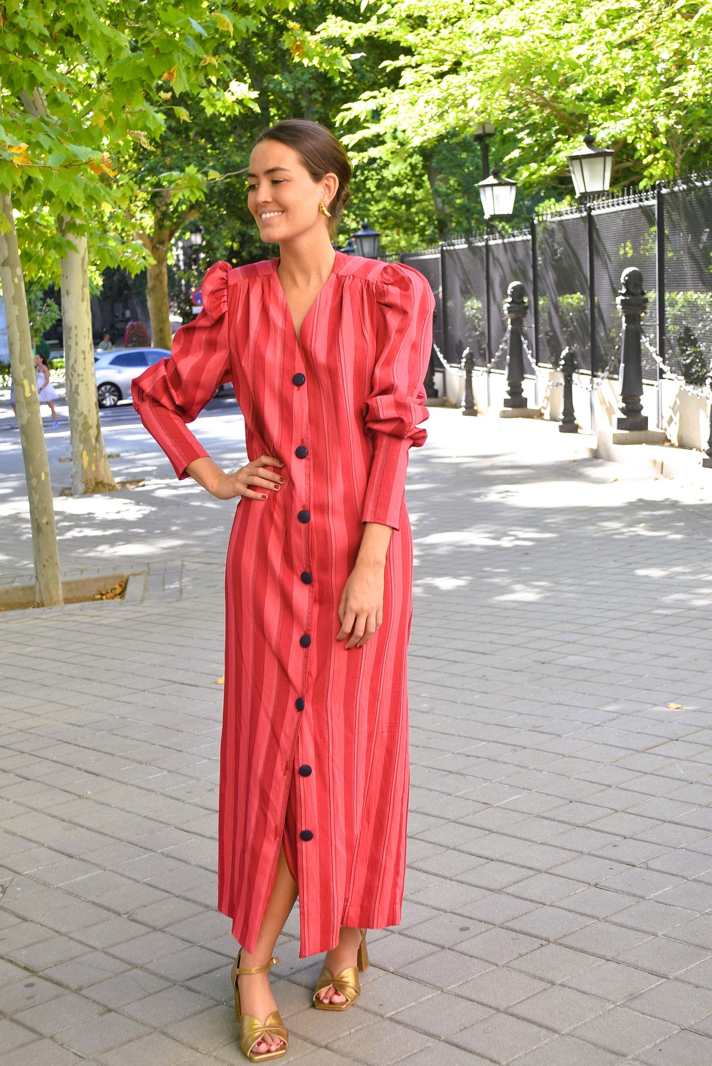 VESTIDO FABIOLA - RAYAS GRANATES -