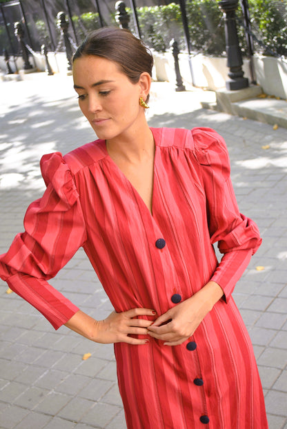 VESTIDO FABIOLA - RAYAS GRANATES -