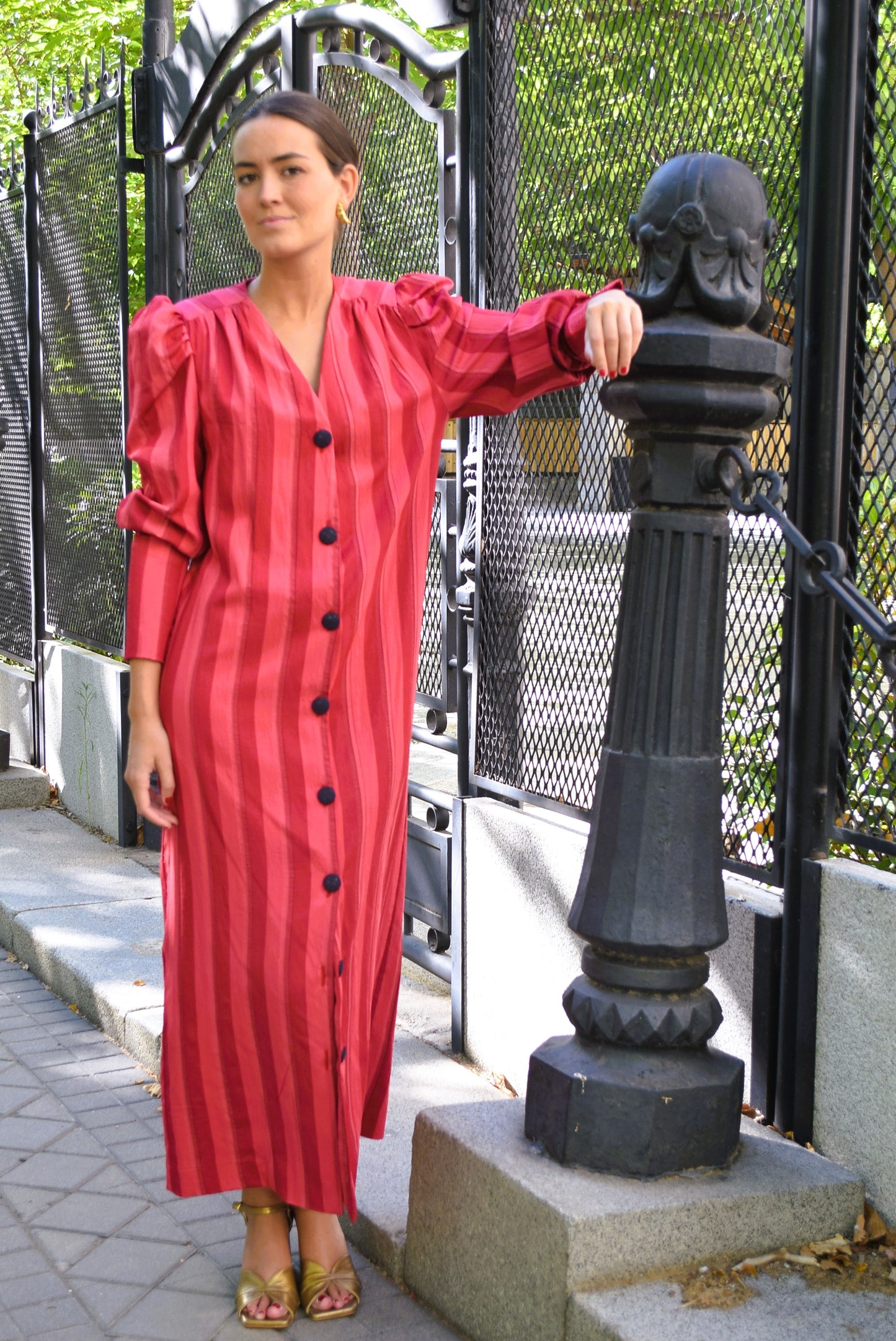 VESTIDO FABIOLA - RAYAS GRANATES -