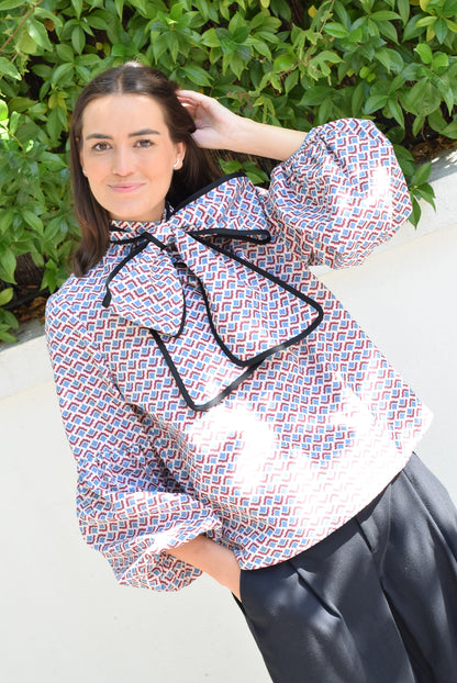 BLUSA GABRIELA - AZUL Y ROJA