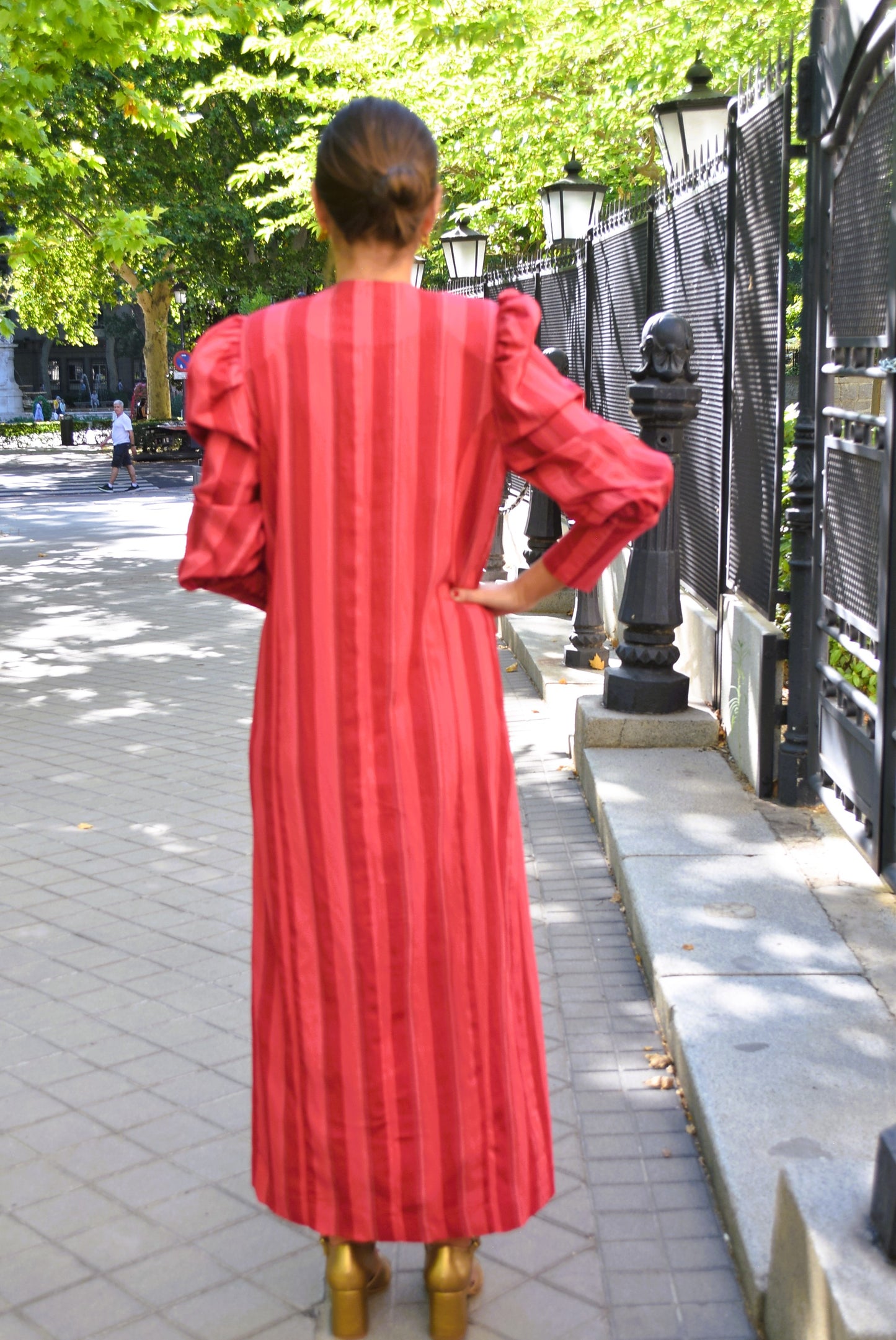VESTIDO FABIOLA - RAYAS GRANATES -