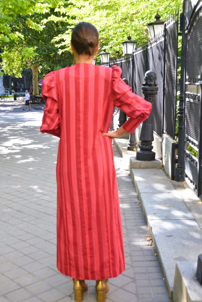 VESTIDO FABIOLA - RAYAS GRANATES -