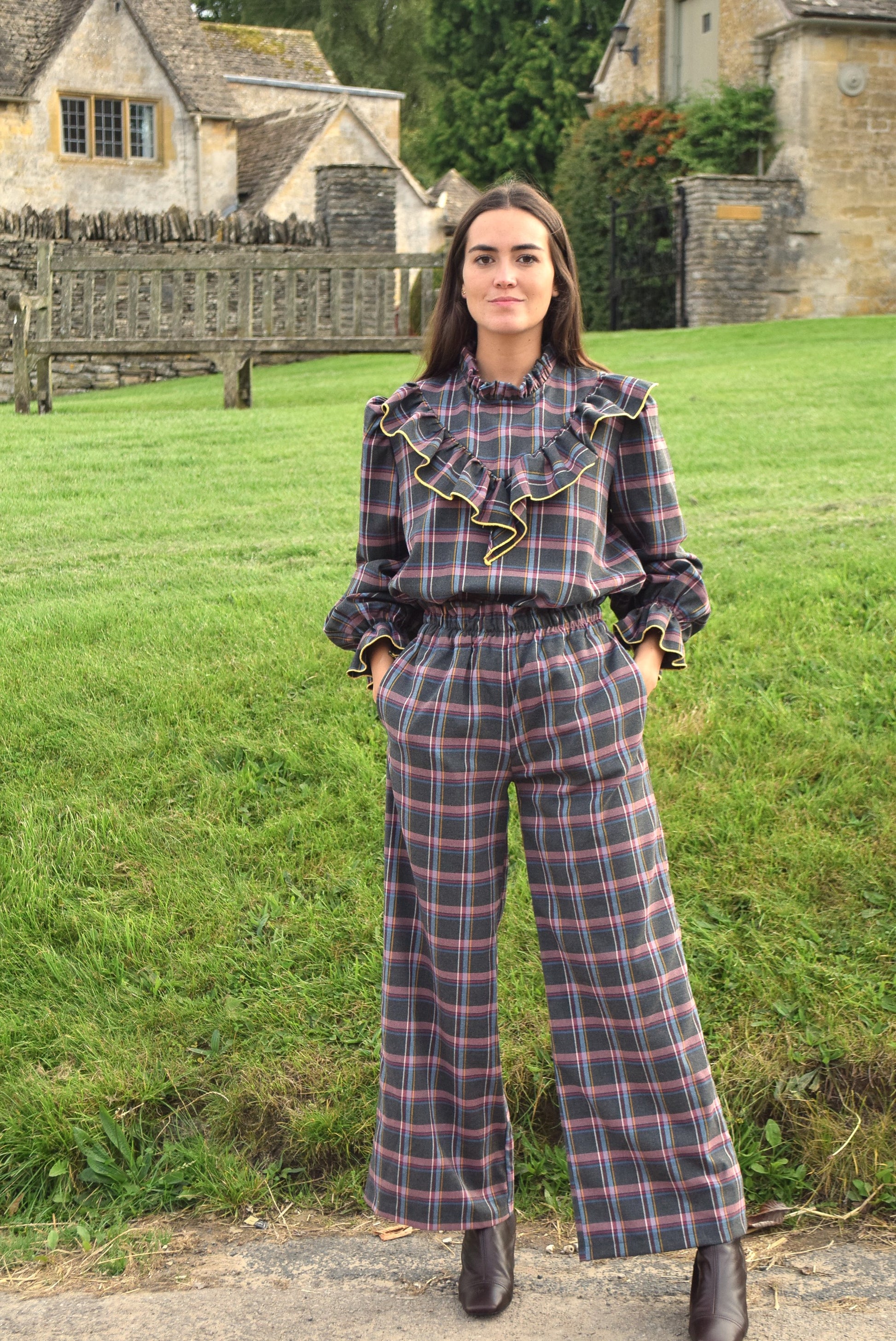 Pantalones Escocés Gris 