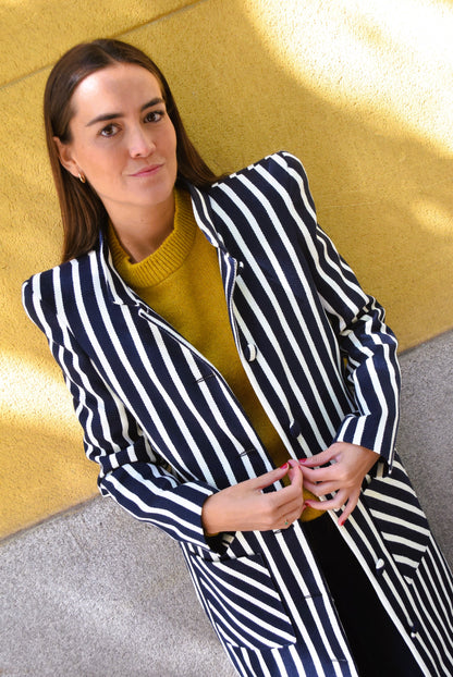 ABRIGO FILIPA - RAYAS MARINO - PREORDER 30 OCTUBRE