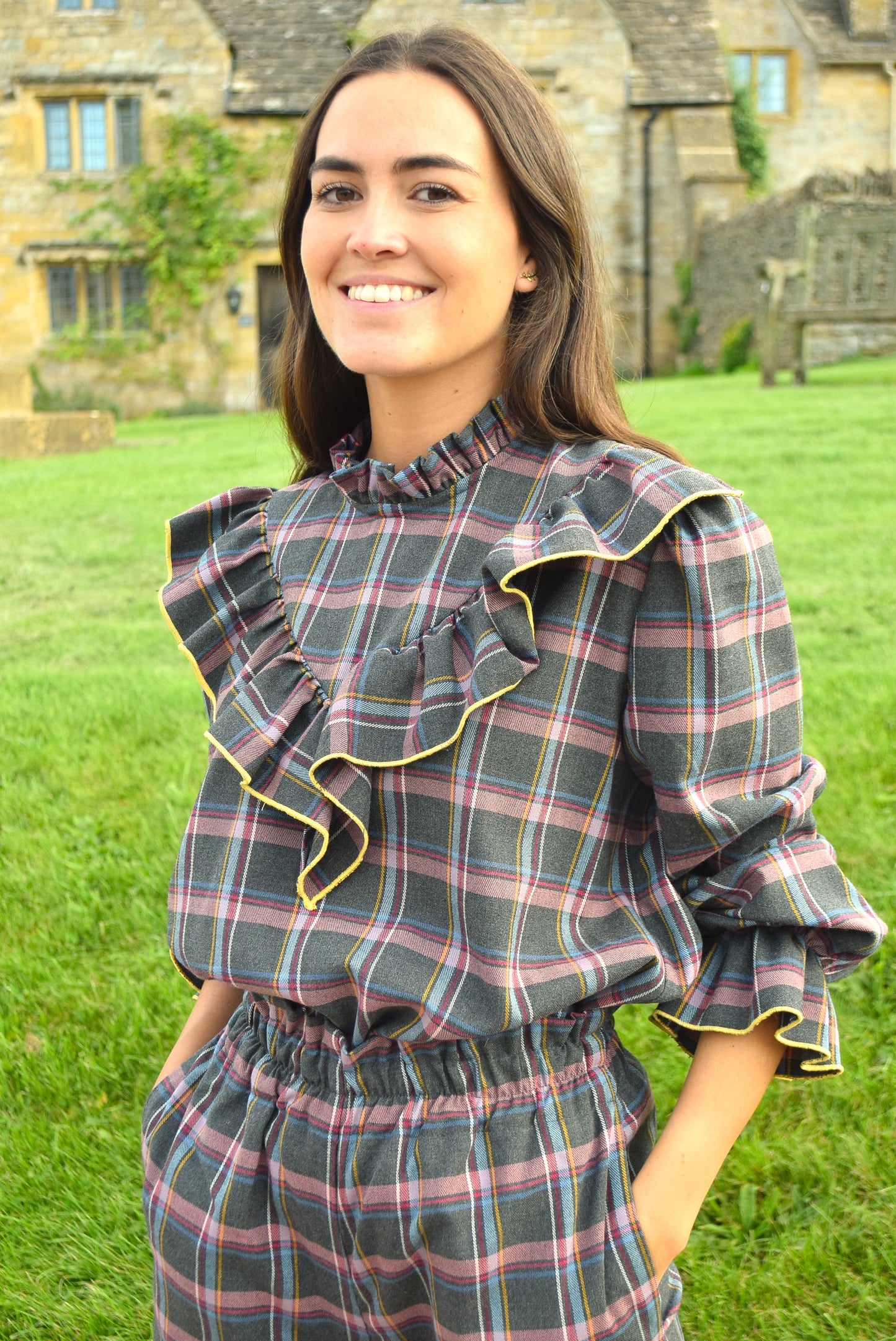 Blusa Alberta Escocesa Gris