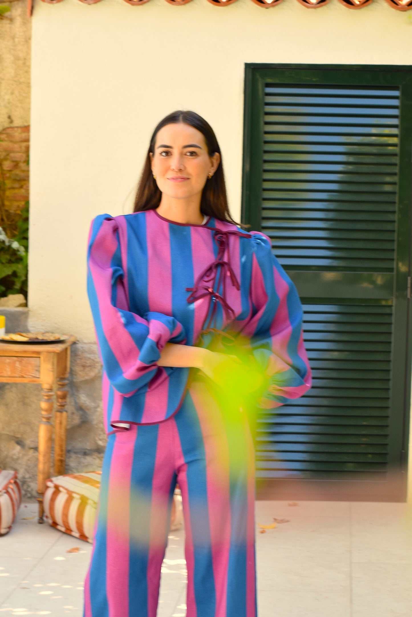 BLUSA FEDERICA - RAYAS AZUL Y ROSA