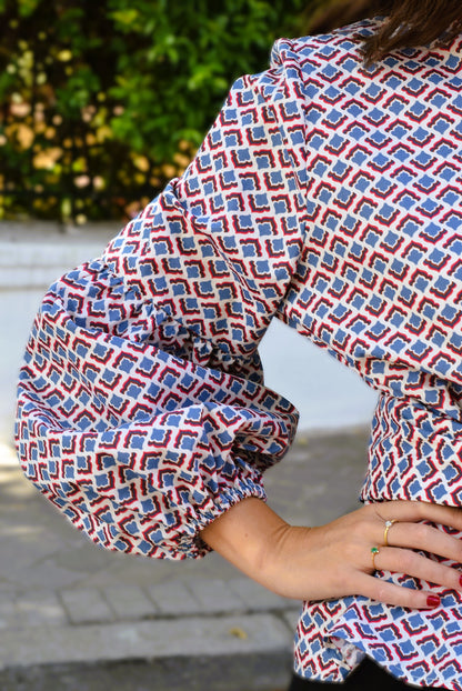 BLUSA GABRIELA - AZUL Y ROJA