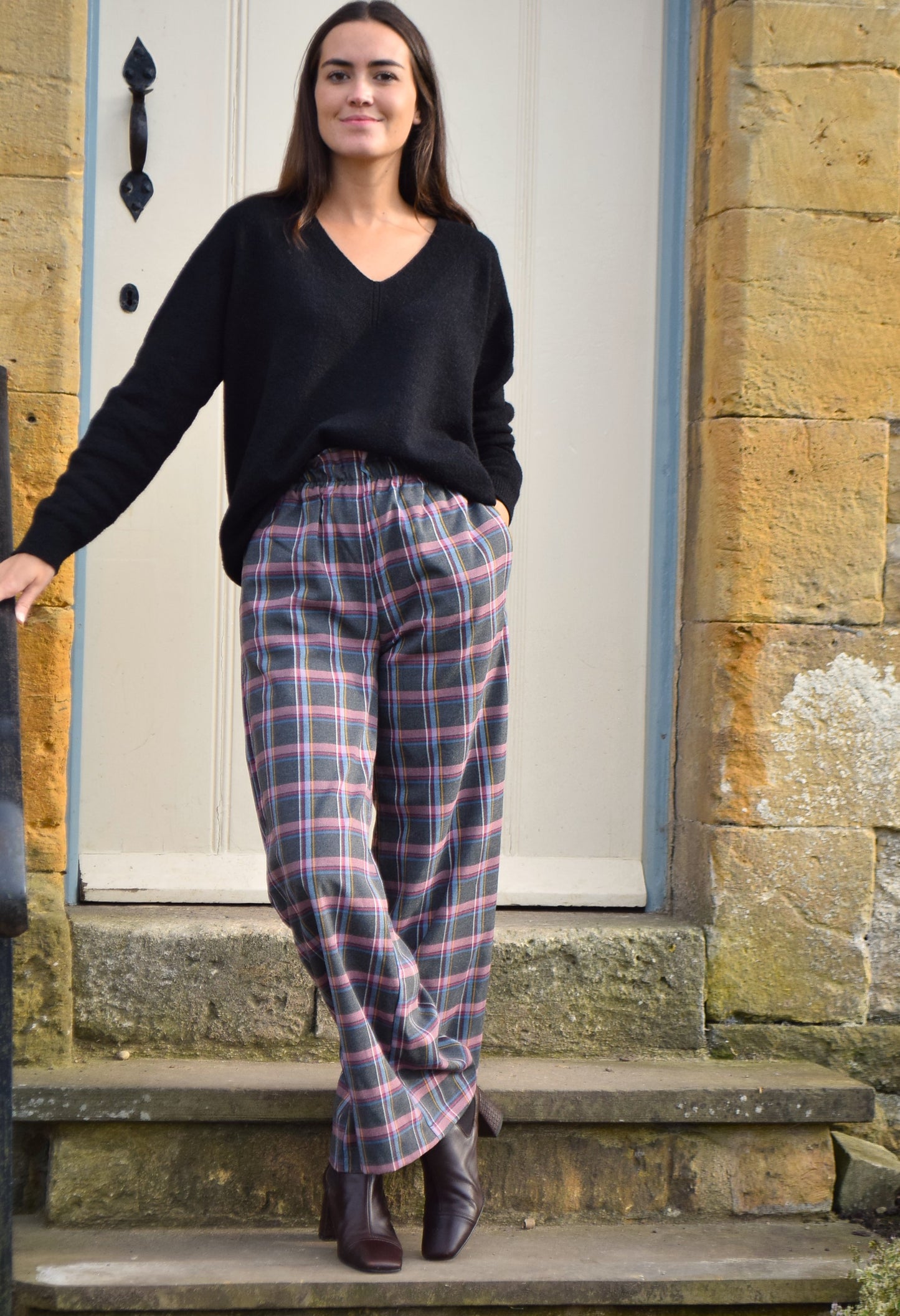 Pantalones Escocés Gris 