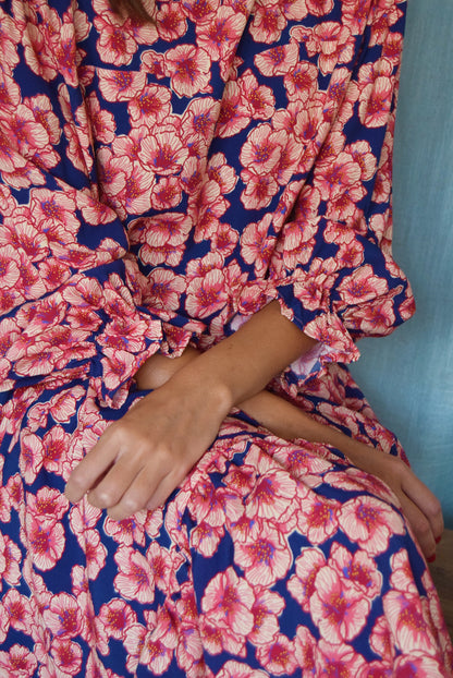 VESTIDO ALEJANDRA - FLORES FUCSIA - PREORDER 9 DICIEMBRE