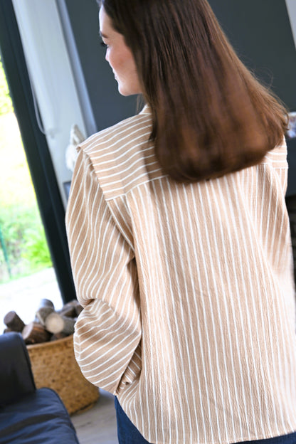 BLUSA ISABELA - RAYAS TOPO - PREORDER 7 SEPTIEMBRE