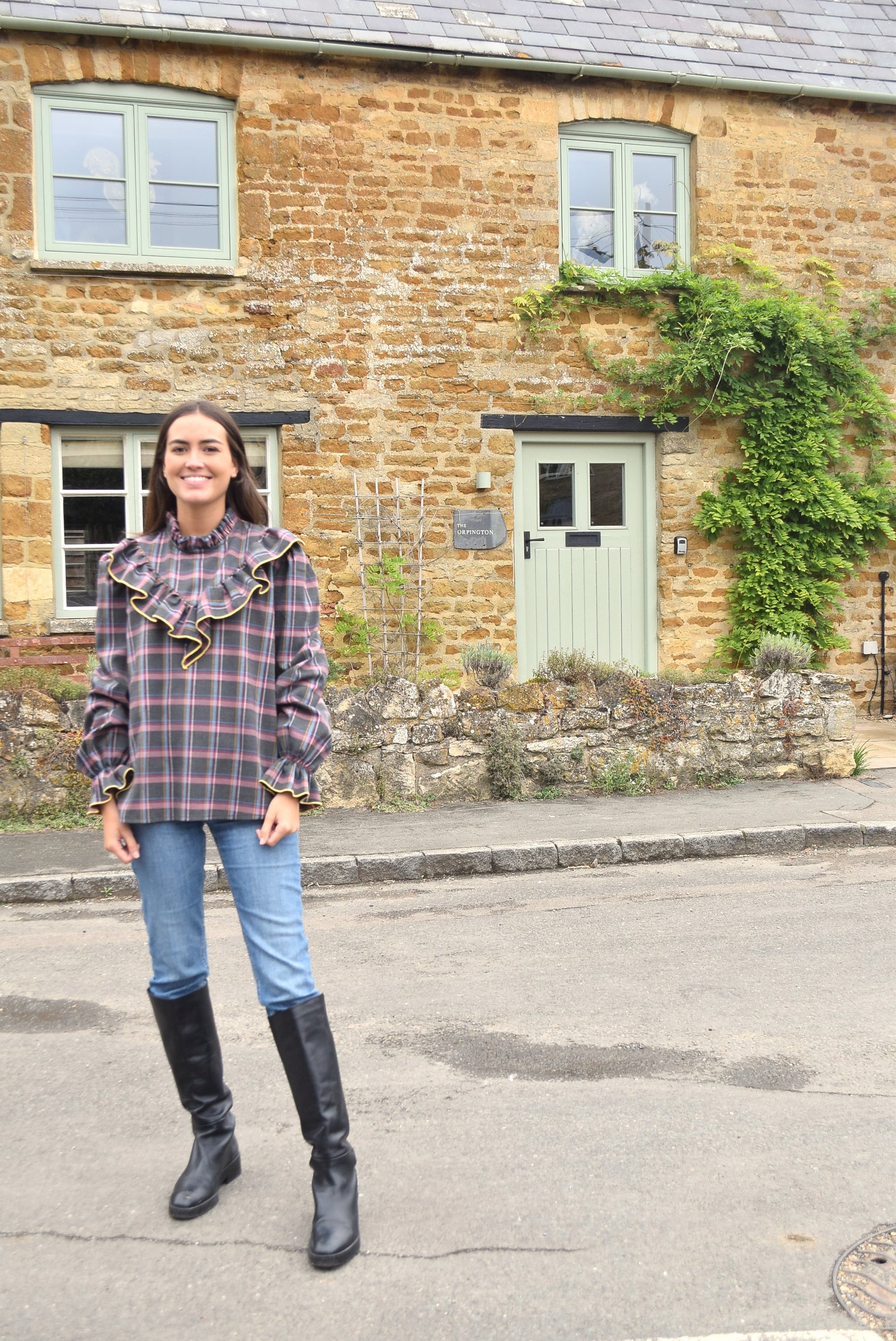 Blusa Alberta Escocesa Gris