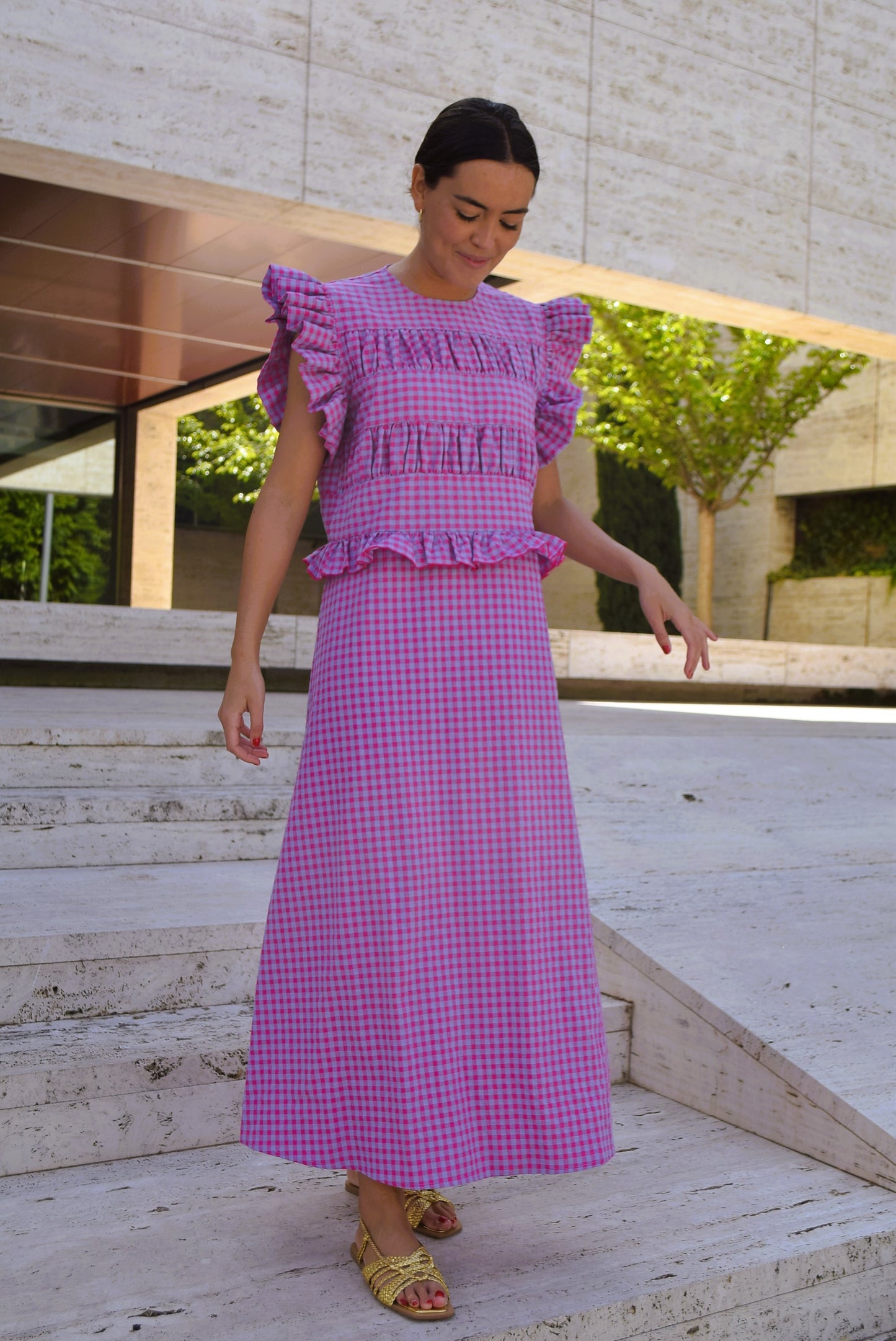 MARCELA DRESS - PINK AND MAUVE VICHY -