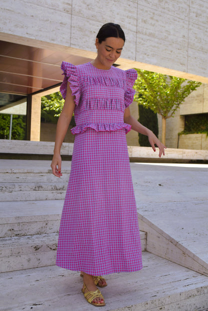 MARCELA DRESS - PINK AND MAUVE VICHY -